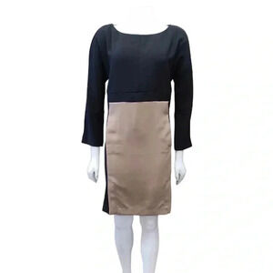 Liviana  Conti Black Tan Ling Sleeve Midi Dress Size XL